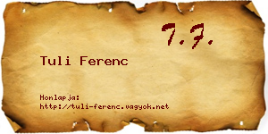 Tuli Ferenc névjegykártya