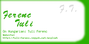 ferenc tuli business card